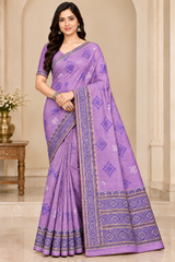 Cotton Green Woven Border Designer Saree - 14 Pcs Set