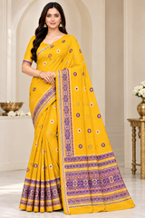 Cotton Traditional Printed Saree with Designer Woven Border - 15 Pcs Set.