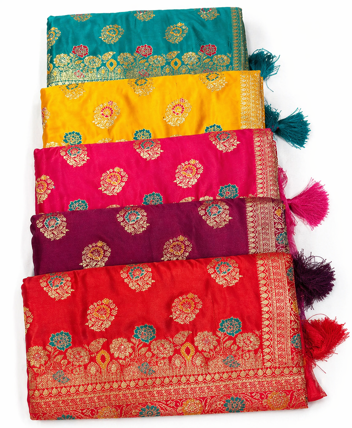 Premium Silk Saree with Heavy Zari Floral Weaving and Tassel Pallu - Designer Wedding Festive Saree Collection - Minimum Order 6 Pcs - M.R. Saree Emporium