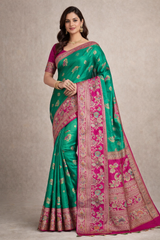 Silk Magic Premium Silk Saree Set (4 Pcs) – Heavy Zari Border Wedding Collection-M.R. Saree Emporium