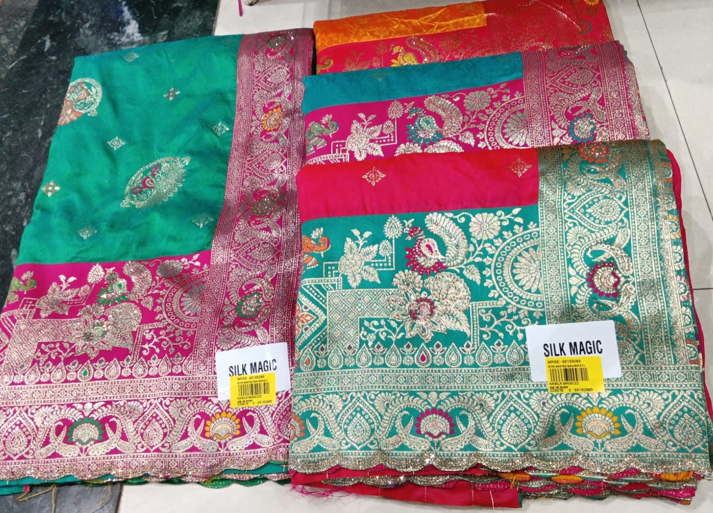 Silk Magic Premium Silk Saree Set (4 Pcs) – Heavy Zari Border Wedding Collection-M.R. Saree Emporium