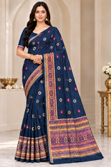 Cotton Traditional Printed Saree with Designer Woven Border - 15 Pcs Set.
