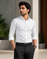 Premium White Formal Shirt - Subtle Stripe Design - M.R. Saree Emporium