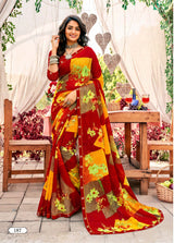 Ladorani Tulsi Printed Saree with Designer Border 8 pcs set