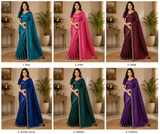Lycra Saree with Shimmer Stripe Pattern - Lightweight Daily Wear Fancy Saree Collection (6 Colors Set) - M.R. Saree Emporium