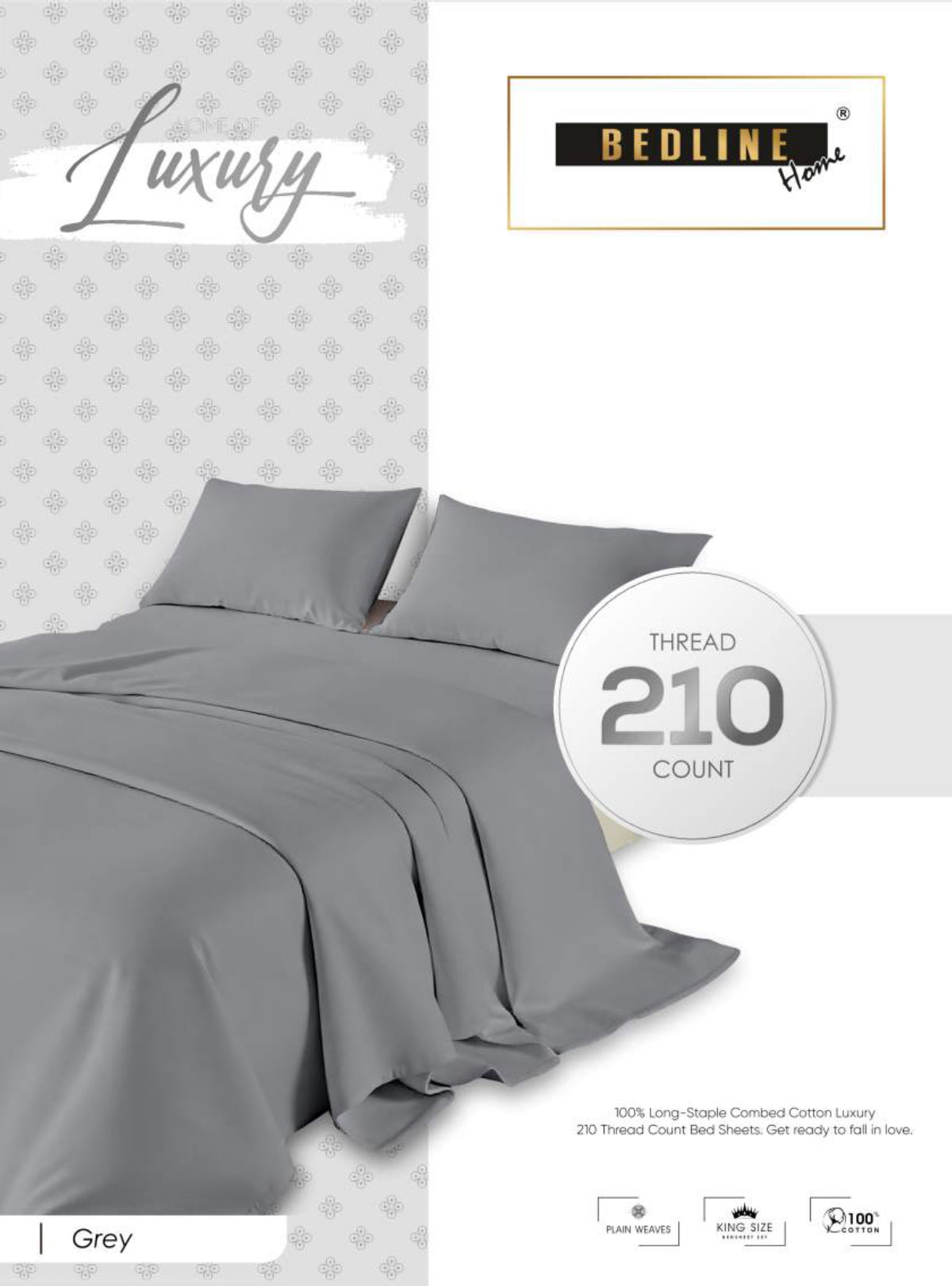 Dark Grey Plain Cotton King Size Bedsheet Set