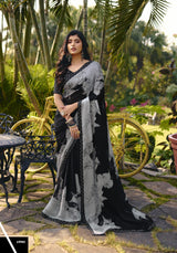 Subhash Tejaswini Black Printed Georgette Saree Collection (8 PCS Set) – M.R. Saree Emporium