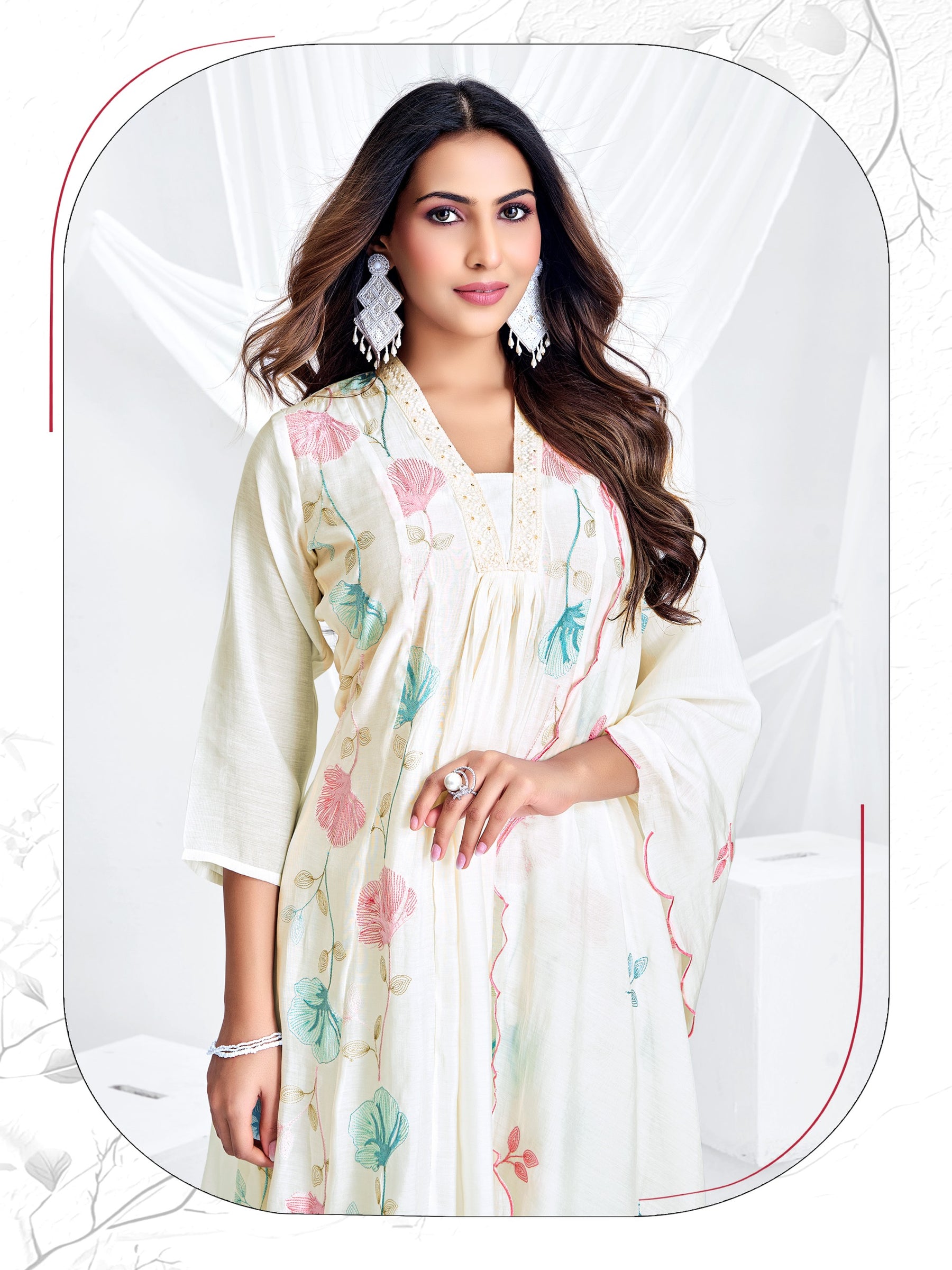 Madhubala MulChanderi Anarkali Suit Set - Designer 3 Piece L to 3XL