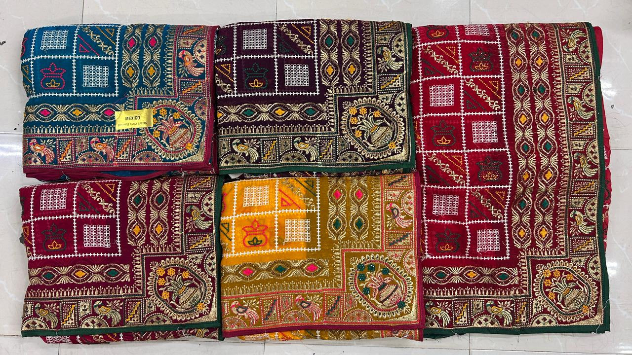 Heavy Embroidery Traditional Saree Set Of 5 Colors – Designer Festival Wear Collection-M.R. Saree Emporium