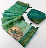 RajYog Kaira Handloom Cotton Silk Saree with Print & Tassels