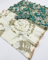 Lisha Soft Cotton Linen Saree with Zari Border & Fancy Tassels – 12 Pcs Set-M.R. Saree Emporium