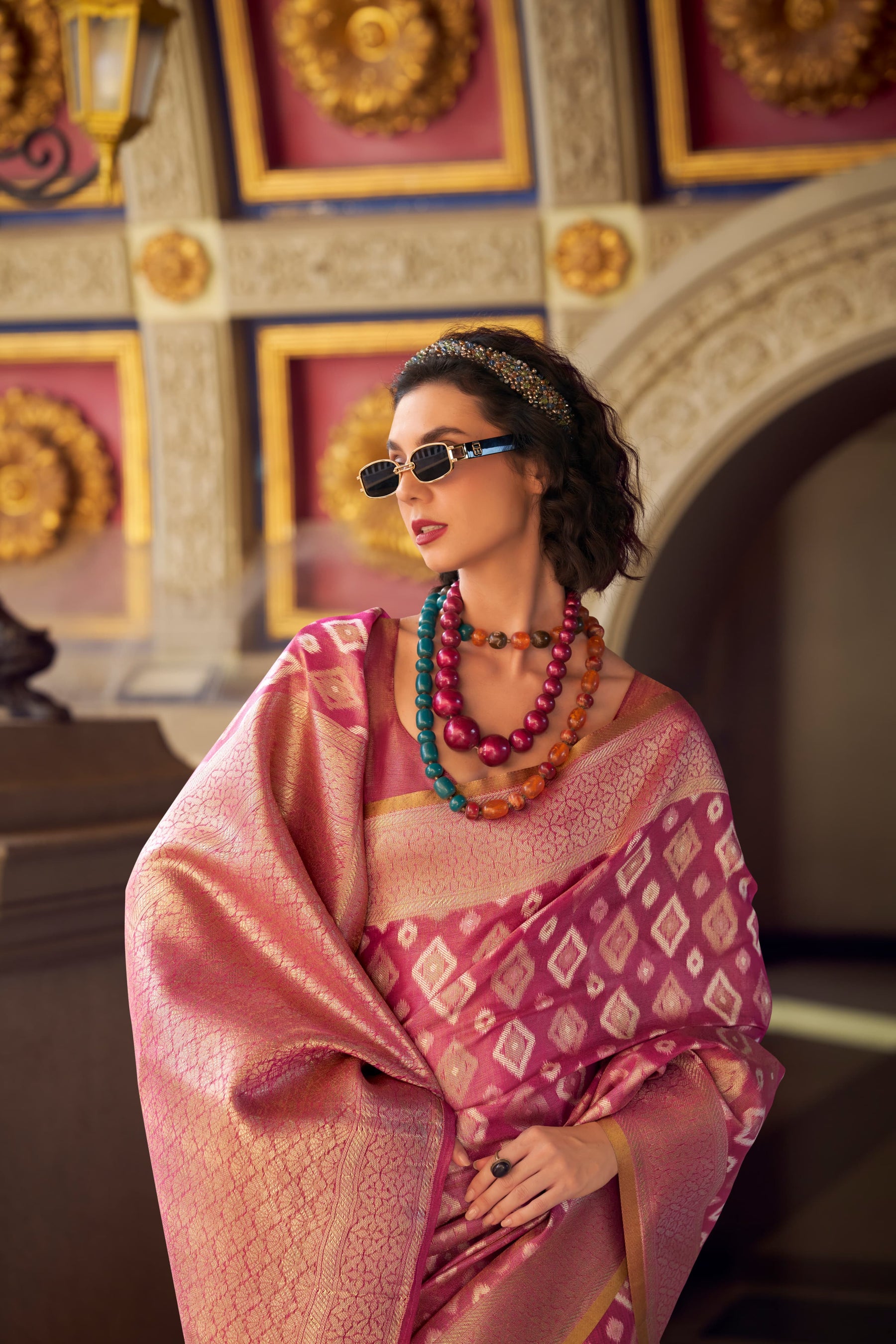 RajPath Fabrics Goldmine Tissue Silk Designer Saree - 6 Pcs Wholesale Set