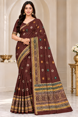Cotton Traditional Printed Saree with Designer Woven Border - 15 Pcs Set.