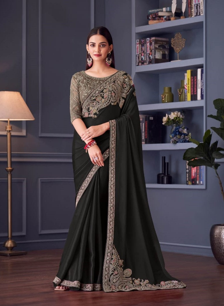 Silver Screen Edition Hits – Florence Sartin Saree with Banglori Silk Blouse (5 Pcs Set) – M.R. Saree Emporium