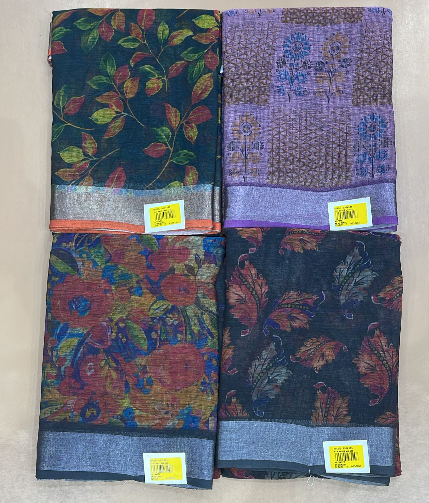 Soft Silk Printed Saree Set of 4 - Floral Designer Daily Wear Saree - M.R. Saree Emporium