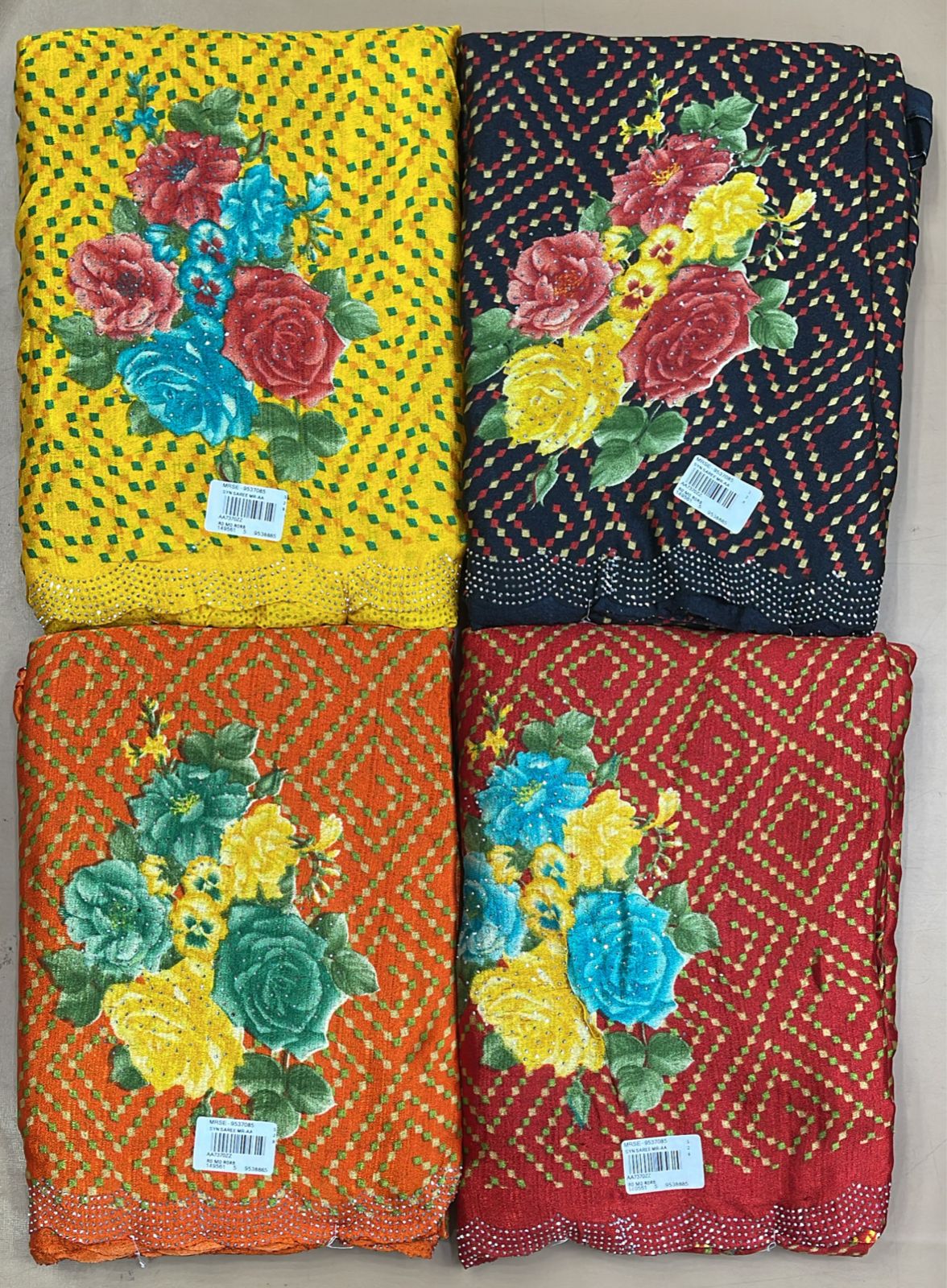 Satin Embroidery Design Fancy Saree Set (4 Pcs Set) Lightweight Designer Sarees with Border-M.R. Saree Emporium