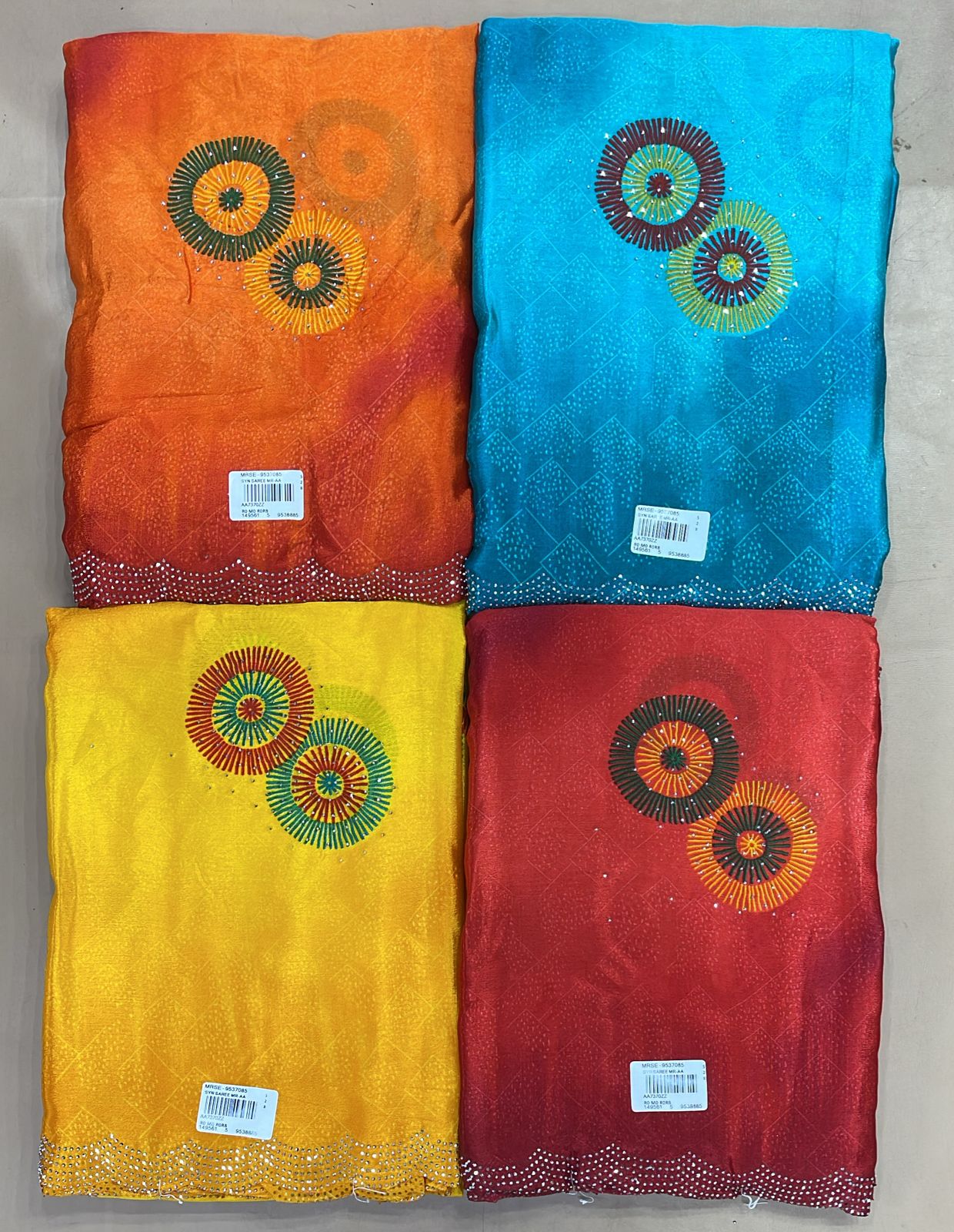 Satin Embroidery Design Fancy Saree Set (4 Pcs Set) Lightweight Designer Sarees with Border-M.R. Saree Emporium