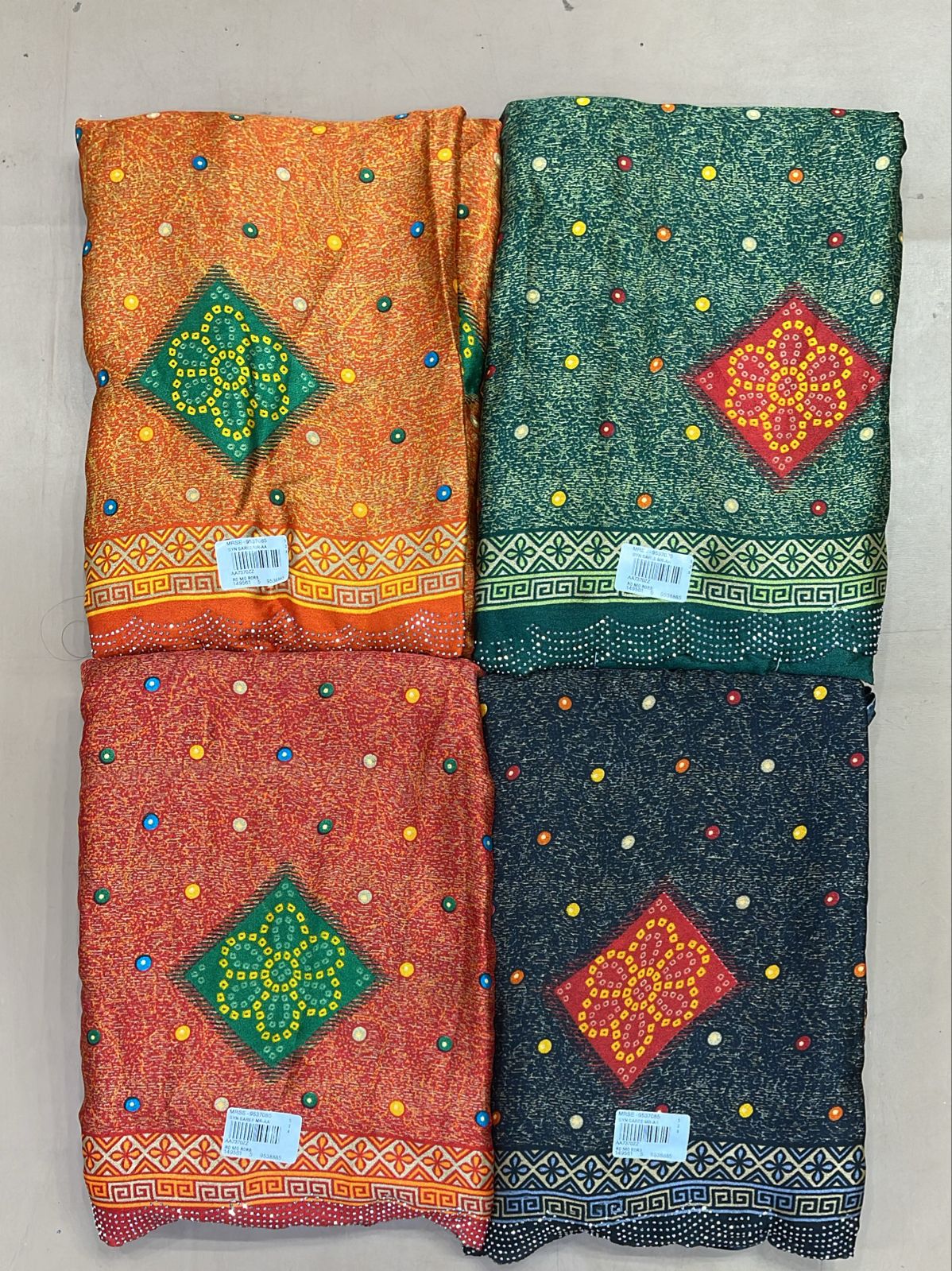 Satin Printed Fancy Saree Set (4 Pcs Set) Lightweight Daily Wear Designer Sarees with Border-M.R. Saree Emporium