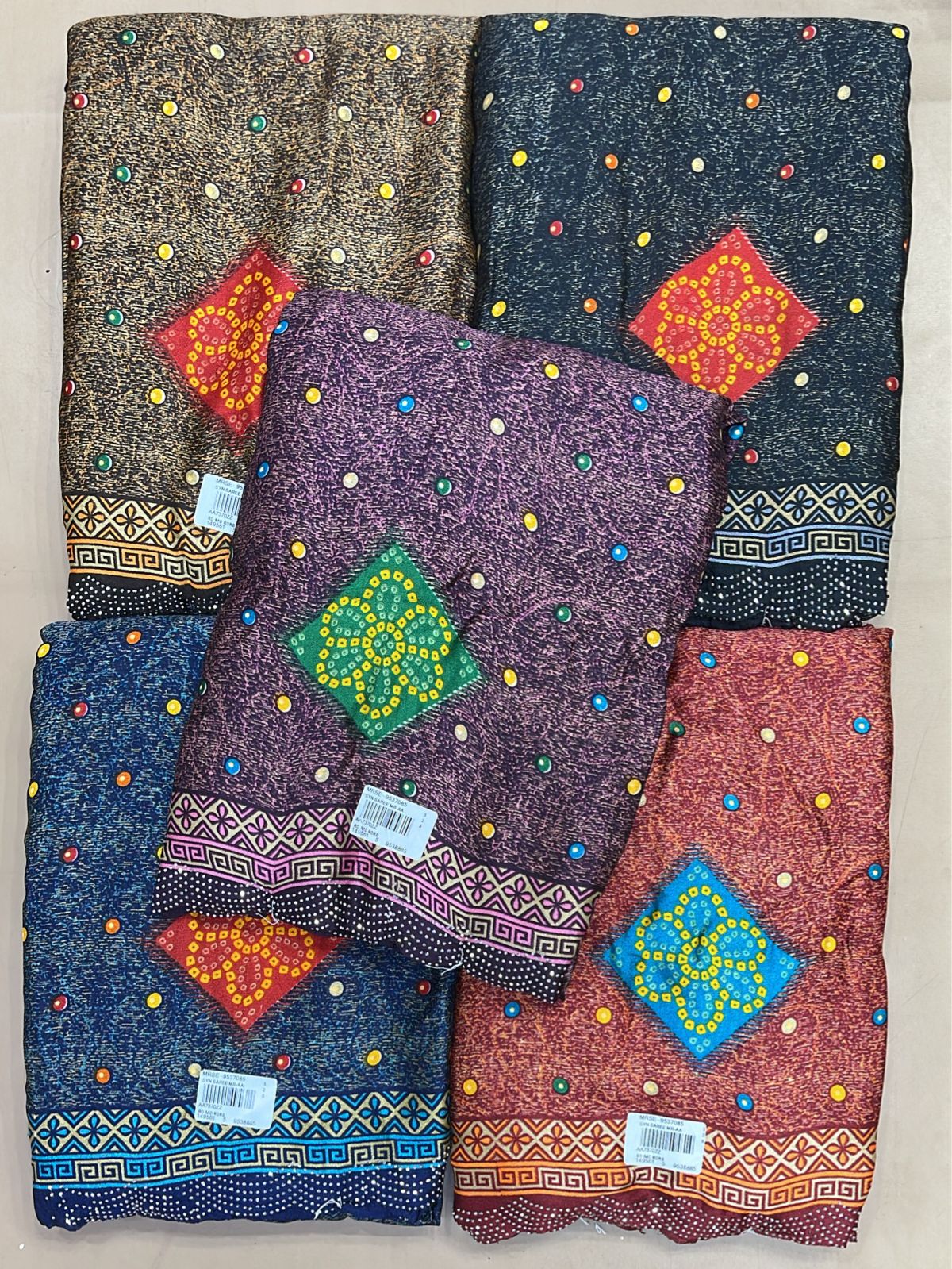 Satin Printed Fancy Saree Set (5 Pcs Set) Lightweight Daily Wear Designer Sarees with Border-M.R. Saree Emporium
