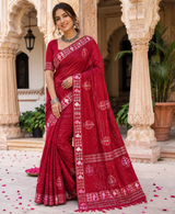 Designer Chiffon Saree with Leaf Print Border - Lightweight Fancy Daily Wear Saree Collection (6 Colors Set) - M.R. Saree Emporium