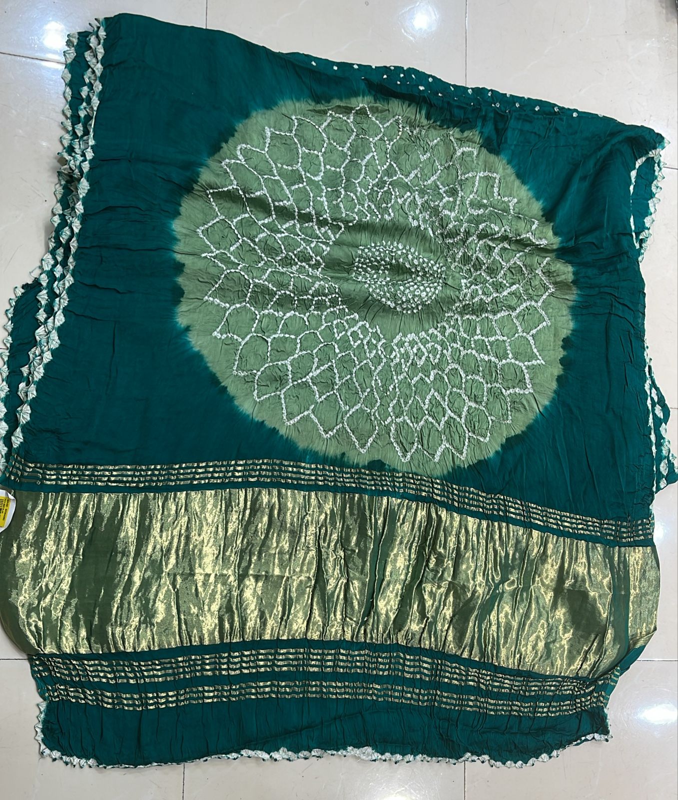 Bandhani Gajji Silk Saree With Center Circle Design & Zari Rich Pallu - Designer Festive Wear - M.R. Saree Emporium