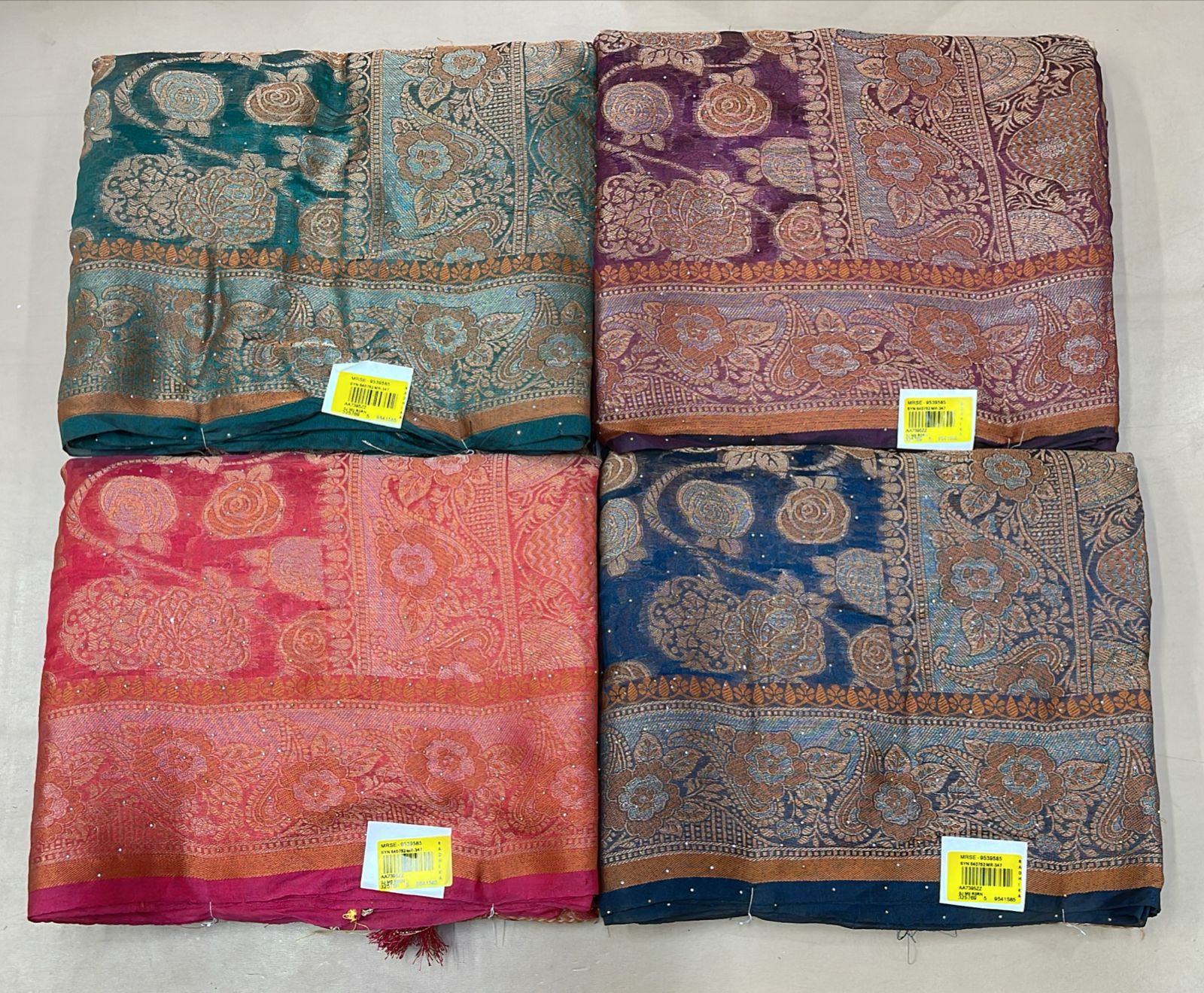 Chiffon Fancy Printed Saree 4 Pcs Set-Designer Heavy Border Saree Collection-M.R. Saree Emporium
