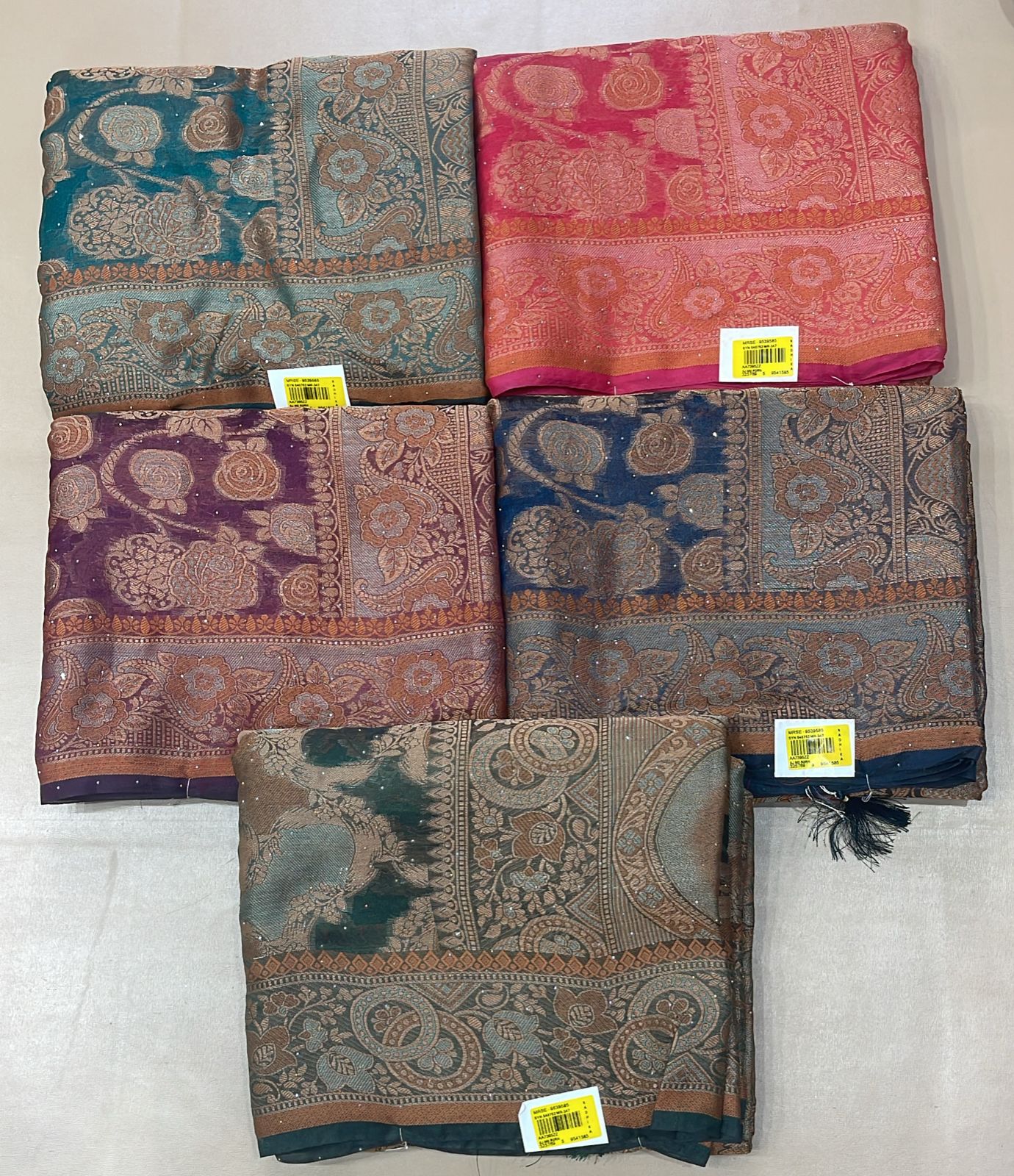 Designer Organza Silk Saree with Heavy Jacquard Zari Weaving - Rich Wedding Party Wear Saree Collection (5 Colors Set) - M.R. Saree Emporium