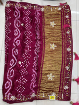 Premium Bandhani Silk Saree with Designer Zari Pallu & Tassels - M.R. Saree Emporium