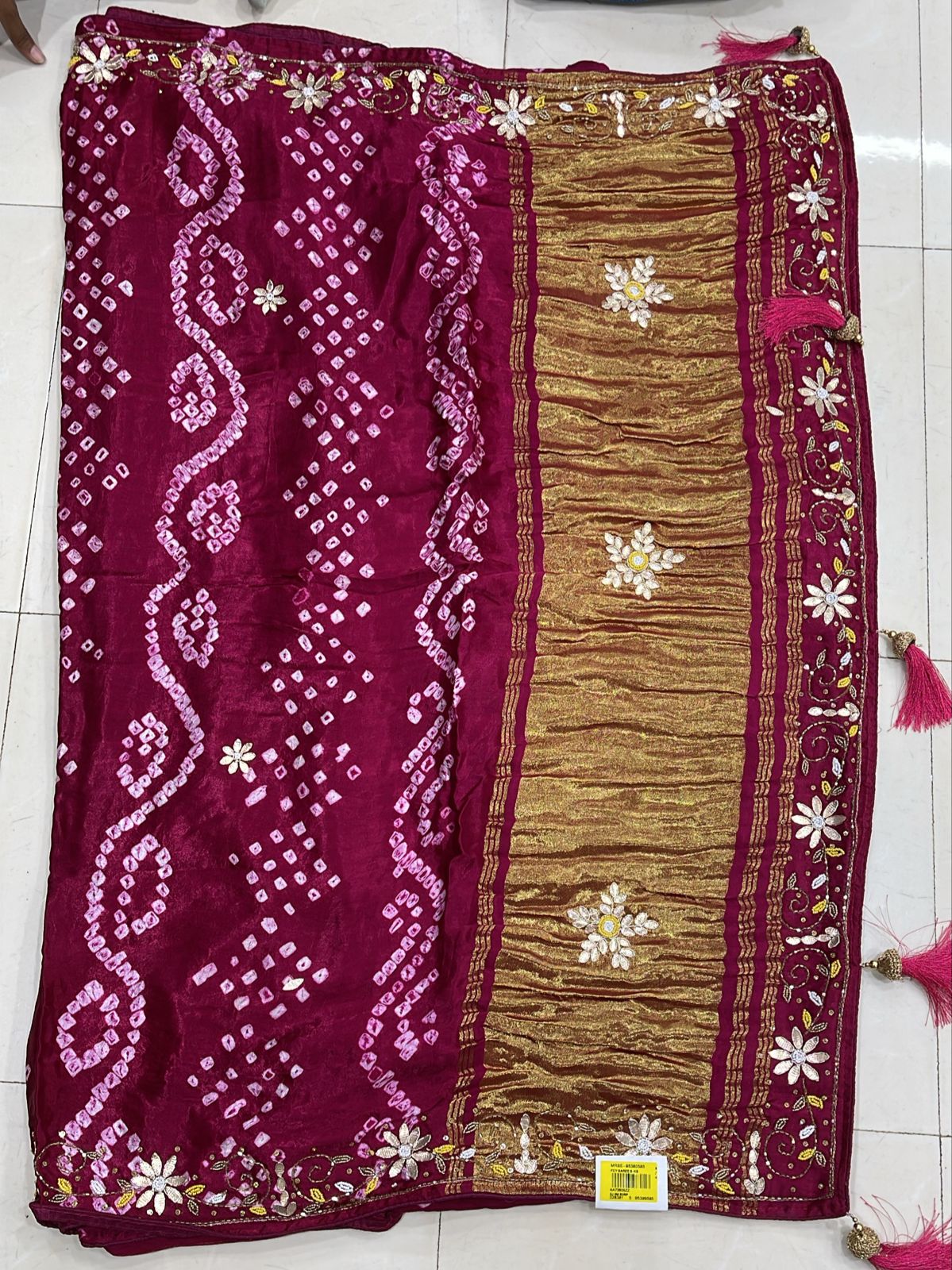 Premium Bandhani Silk Saree with Designer Zari Pallu & Tassels - M.R. Saree Emporium