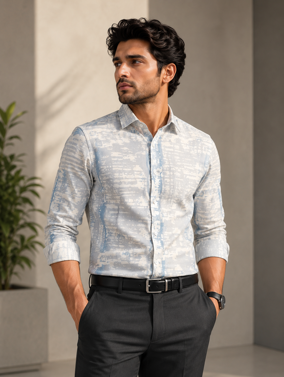 Premium Designer Printed Shirt - Abstract Pattern - M.R. Saree Emporium