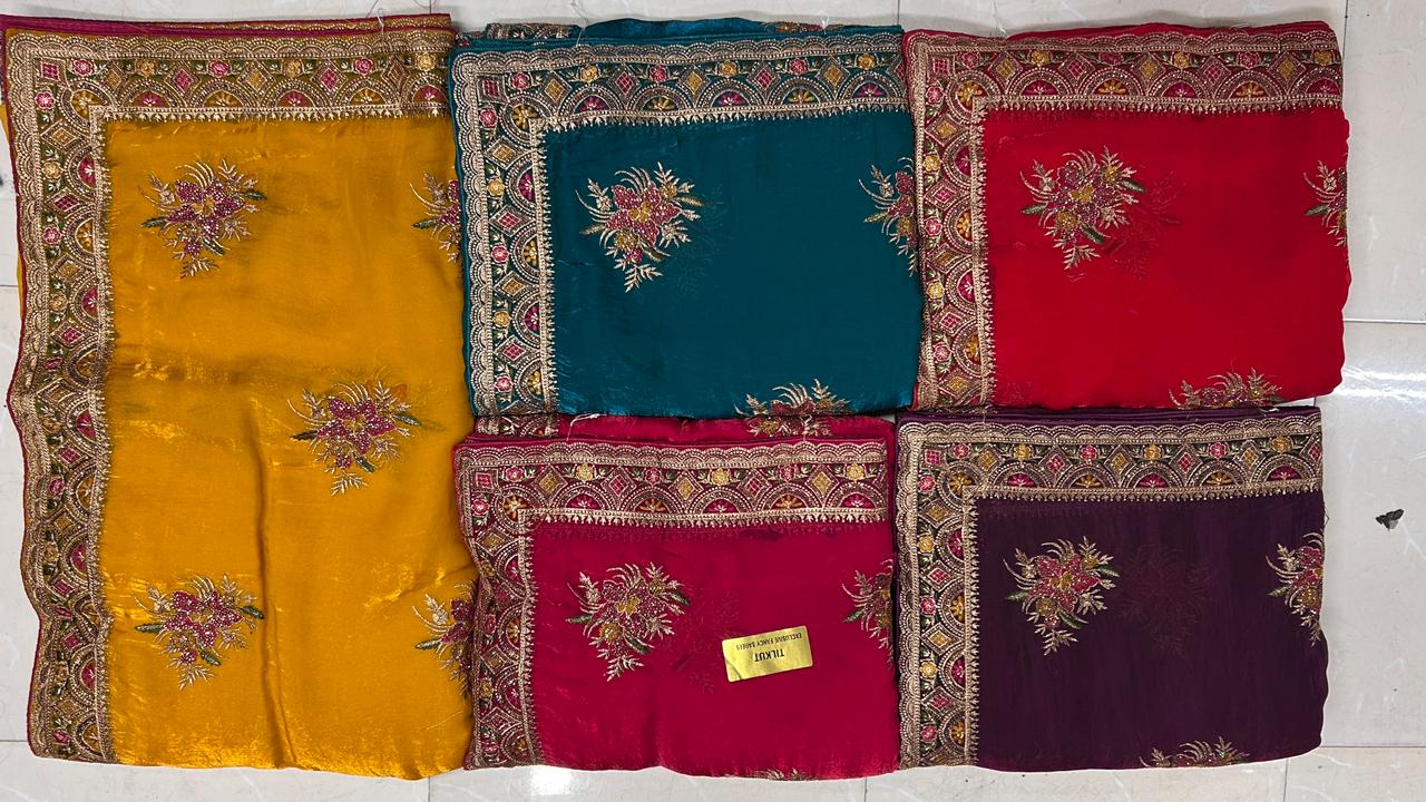 Premium Heavy Embroidery Designer Saree Set Of 5 Colors – Wedding & Festive Collection-M.R. Saree Emporium