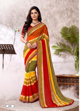 Ladorani Jugni Designer Saree with Contrast Border - 8 Pcs Set