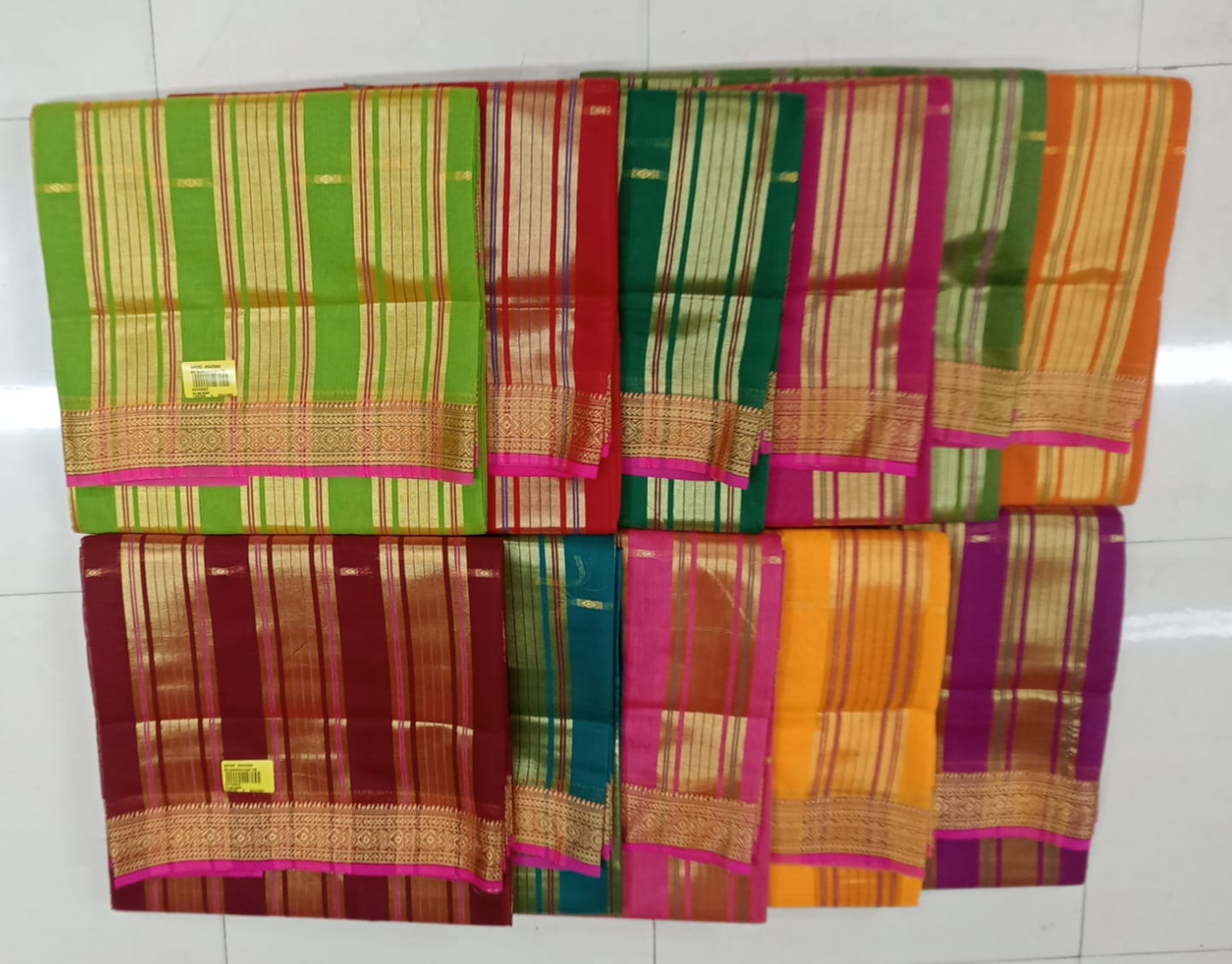 Traditional 9 Wari Cotton Saree Multi-Color Collection with Rich Zari Border – 11 Pcs Set-M.R. Saree Emporium