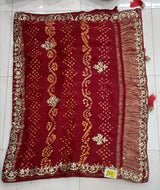Premium Red Bandhani Silk Saree with Heavy Designer Zari Pallu & Border - M.R. Saree Emporium