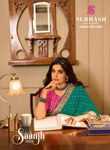 Subhash Saanjh Saree Collection - Designer Printed Saree 24 Pcs Set