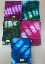 Designer Chiffon Saree with Tie Dye Pattern and Stone Work Border - Lightweight Party Wear Fancy Saree Collection (5 Colors Set) - M.R. Saree Emporium