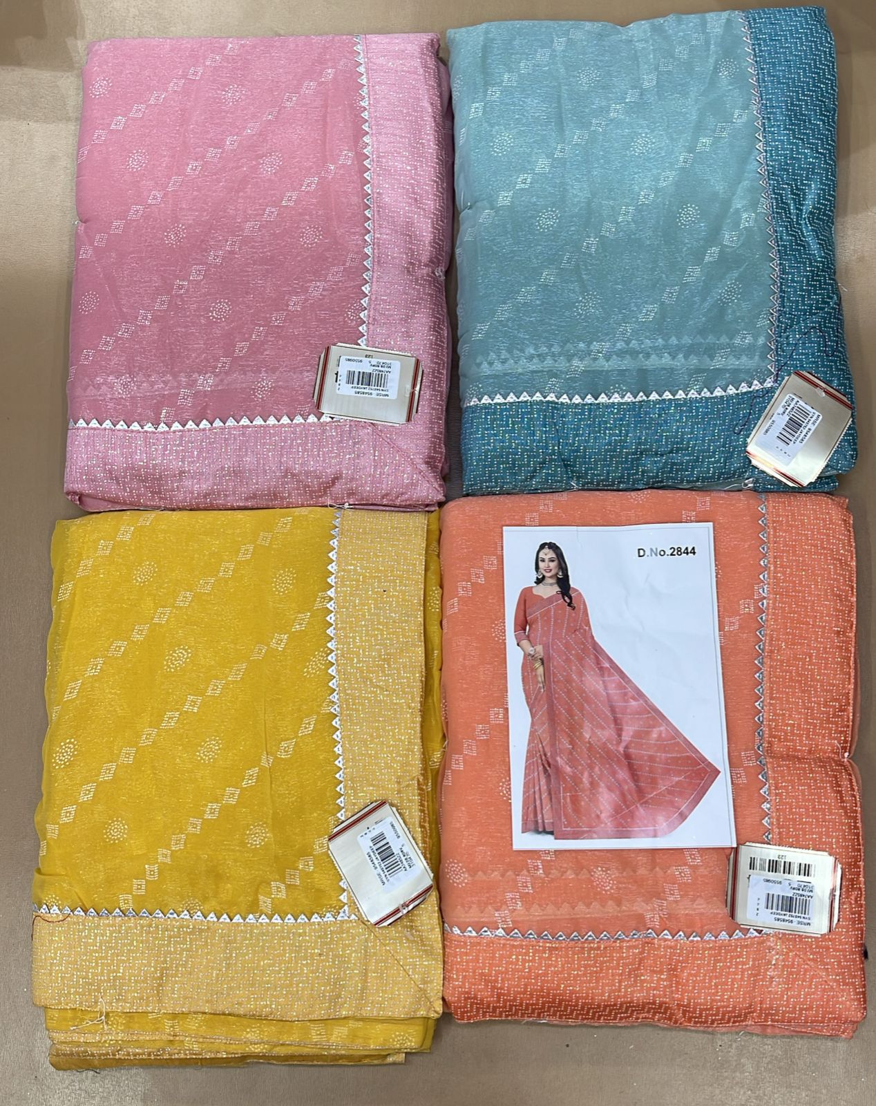Ekstree Premium Georgette Designer Print Saree Collection (4 Pcs Set) with Elegant Border by M.R. Saree Emporium