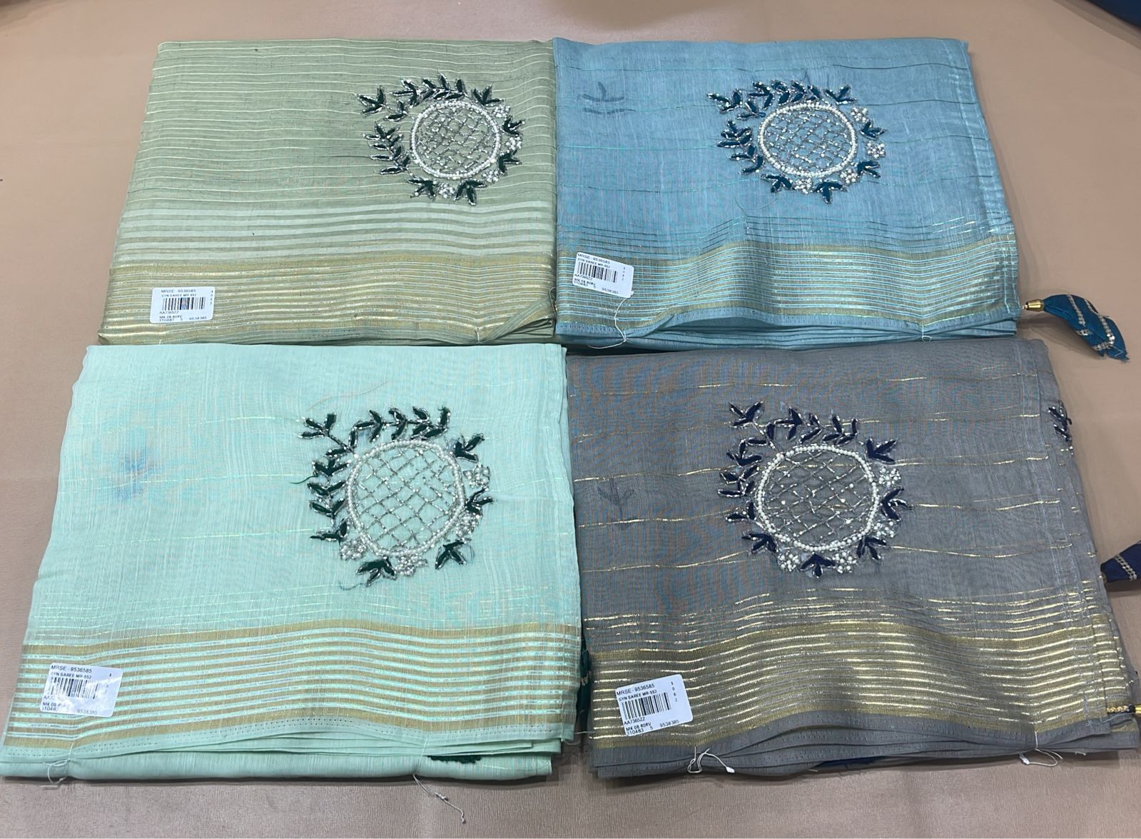 Chanderi Silk Saree with Embroidery Motif - Designer Party Wear Elegant Saree Collection (4 Colors Set) - M.R. Saree Emporium