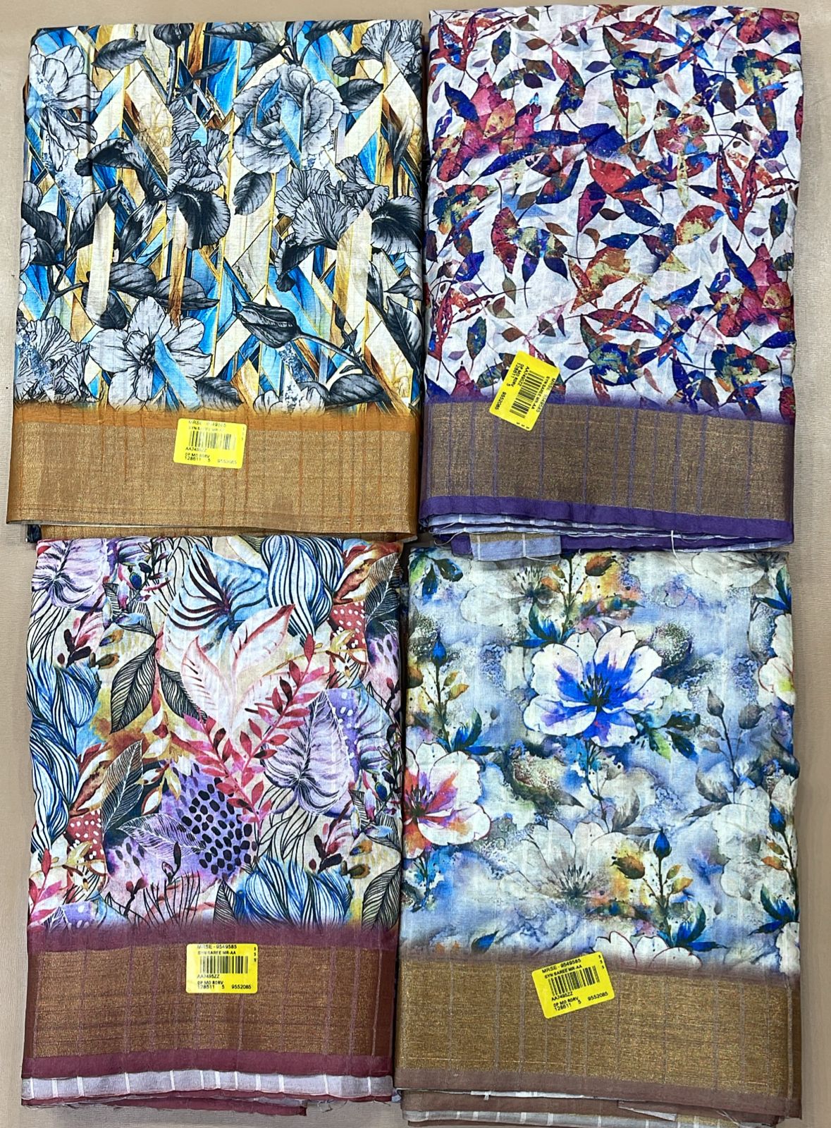 Soft Silk Fancy Printed Saree 4 Pcs Set - Designer Floral Party Wear Saree - M.R. Saree Emporium