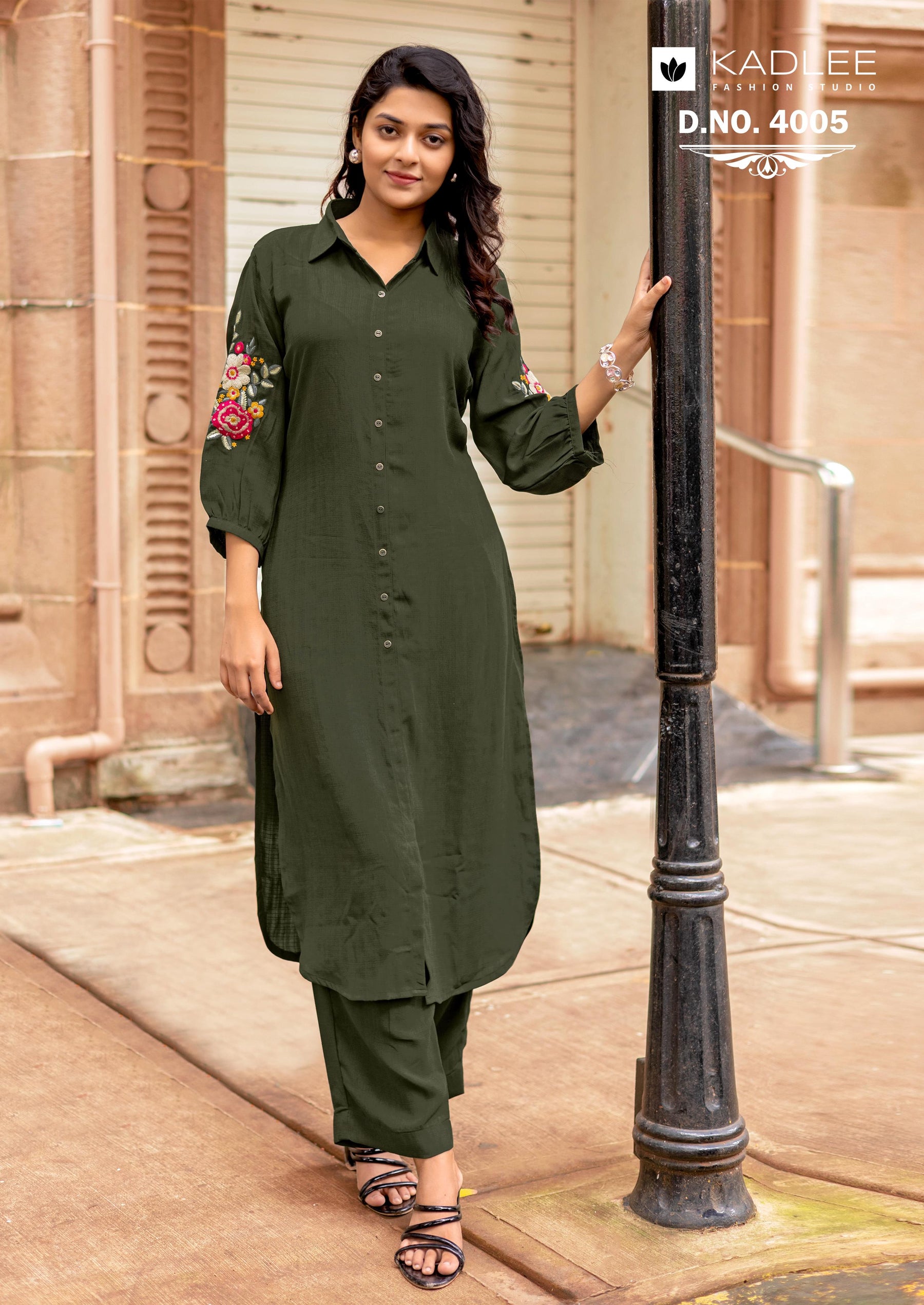 Kadlee Blue Bell Indox Kurti Pant Set - 6 PCS Set - Thread Work Designer Collection - M.R. Saree Emporium