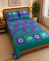 Single Size Printed Bedsheet with 2 Pillow Covers - M.R. Saree Emporium