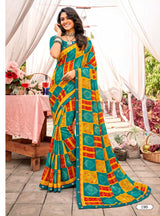 Ladorani Tulsi Printed Saree with Designer Border 8 pcs set