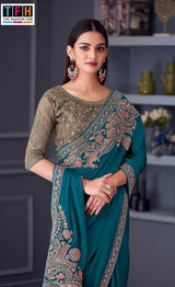 Silver Screen Edition Hits – Florence Sartin Saree with Banglori Silk Blouse (5 Pcs Set) – M.R. Saree Emporium