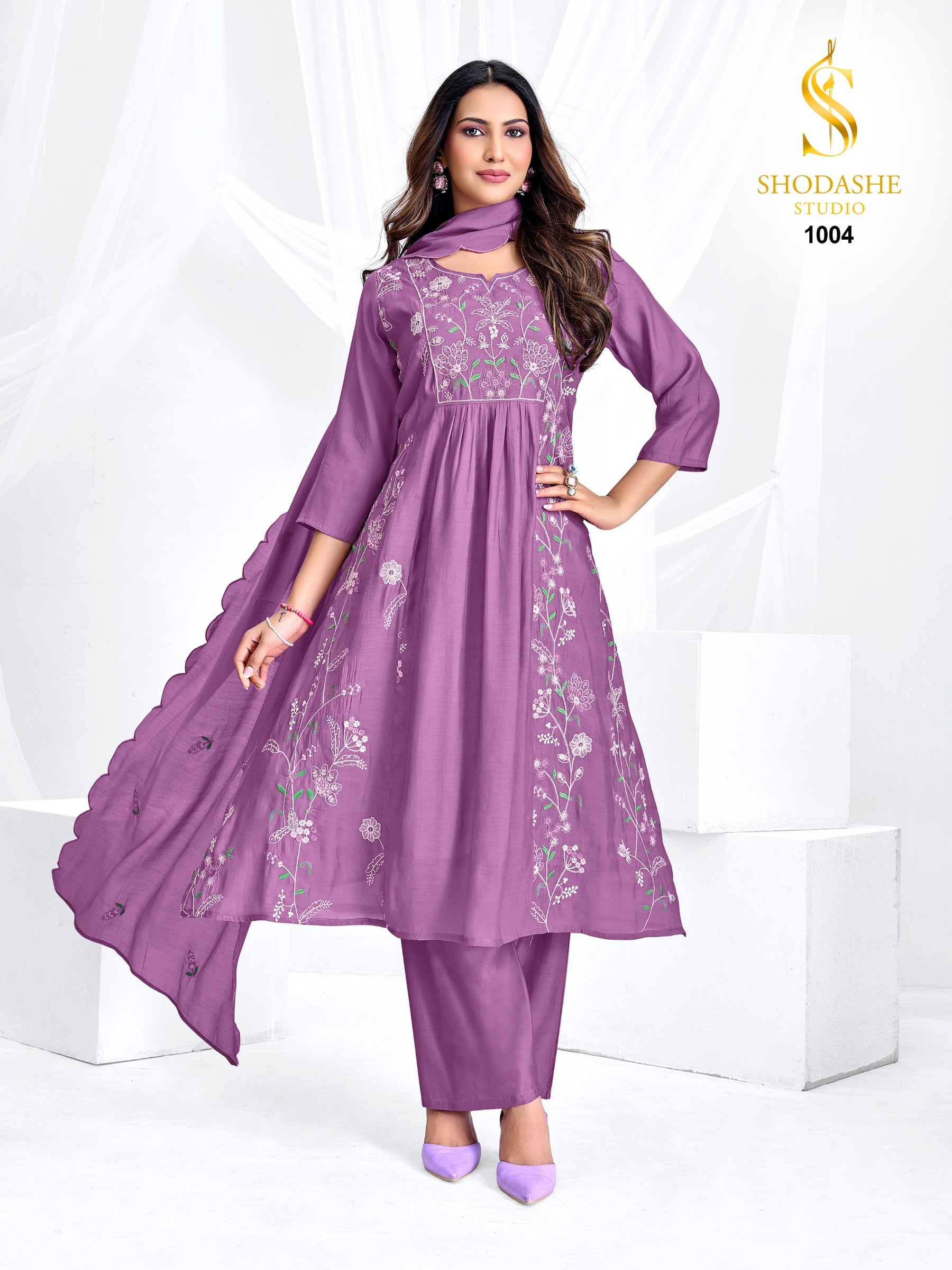 Madhubala MulChanderi Anarkali Suit Set - Designer 3 Piece L to 3XL