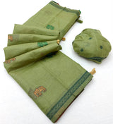RajYog RajMata Tapti Cotton Saree with Fancy Jamdani Weaving 6 pcs set - M.R. Saree Emporium