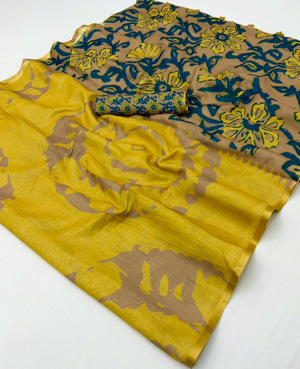 Lisha Soft Cotton Linen Saree with Zari Border & Fancy Tassels – 12 Pcs Set-M.R. Saree Emporium