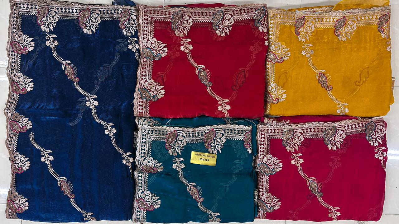 Heavy Designer Embroidery Border Saree Set Of 5 Colors – Premium Wedding Collection-M.R. Saree Emporium