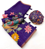 Kazari Series Chanderi Linen Saree with Kalamkari Print