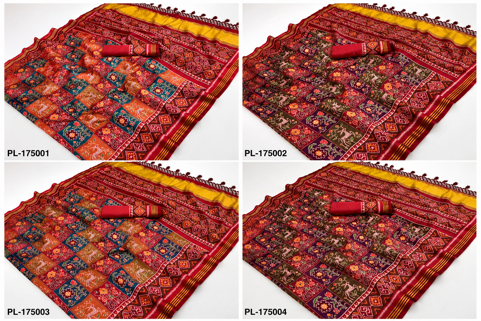 Rajyog Patan Patola Handloom Silk Saree for Women with Lagadi Patta & Zari Border - Women Saree - Single Pcs Available - M.R. Saree Emporium