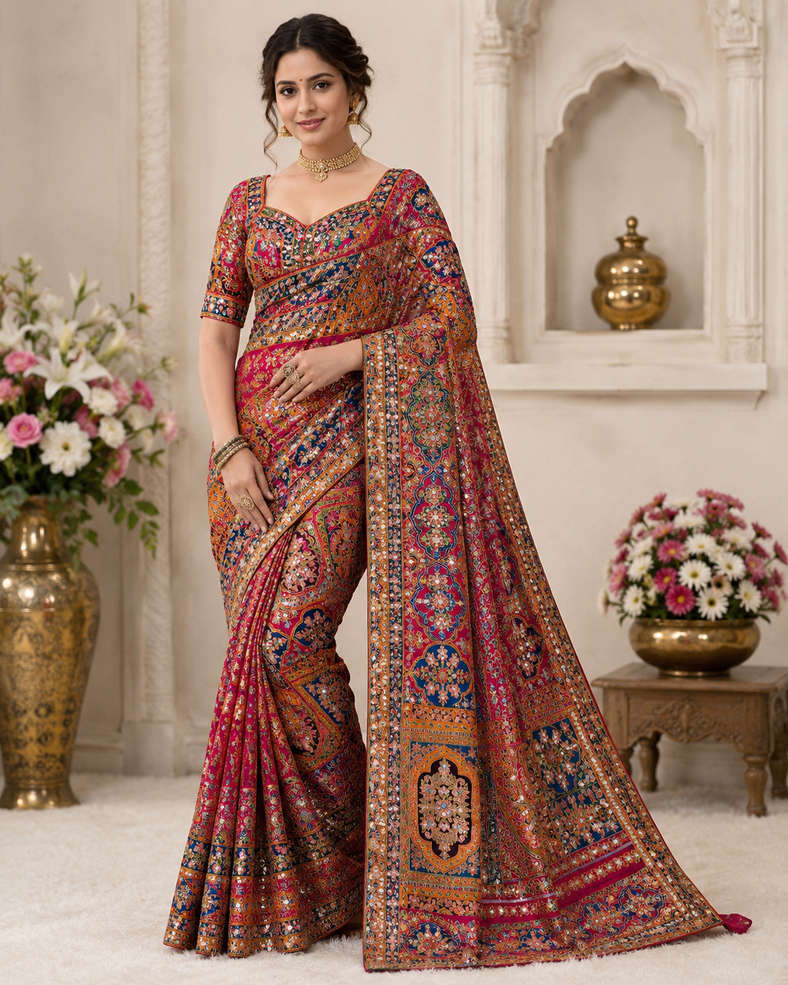 Premium Designer Silk Saree with Heavy Work